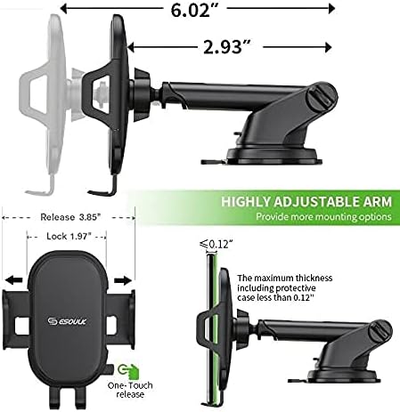 Universal One-Touch Secure Extend Sliding Arm Car Mount Phone Holder Sticky Pad