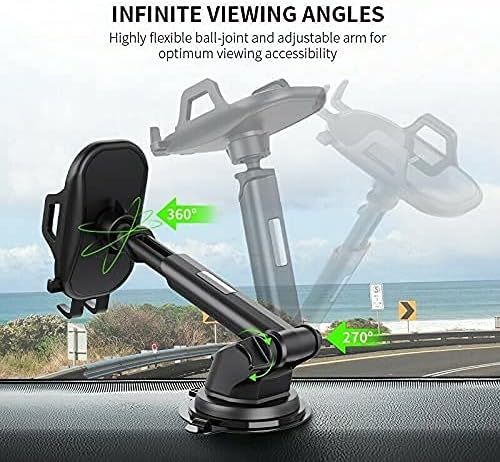 Universal One-Touch Secure Extend Sliding Arm Car Mount Phone Holder Sticky Pad