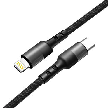 Power Delivery USB-C to 8-PIN Fast Charging & Sync Nylon-Braided 10FT Cable In Black - DC35-PD8PTYPEC10FTBK