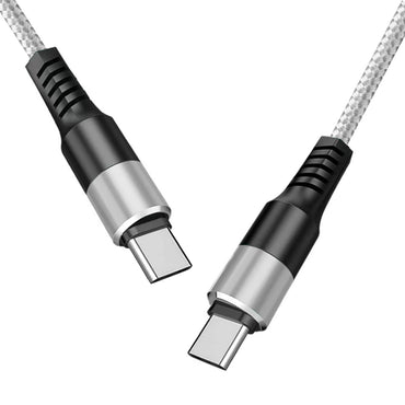 Power Delivery USB-C to C Fast Charging & Sync Nylon- Braided 10 FT Cable in Silver - DC35-PDTYPEC10FTSL