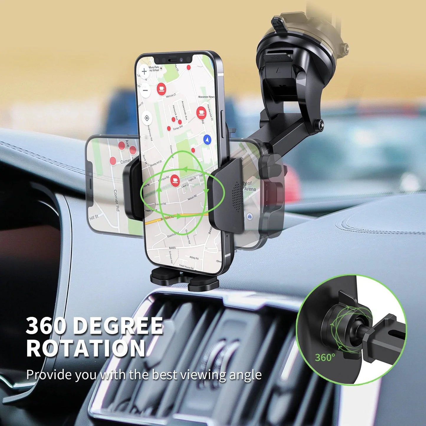 3 In 1 Car Phone Holder with Air Vent & Dashboard Functions