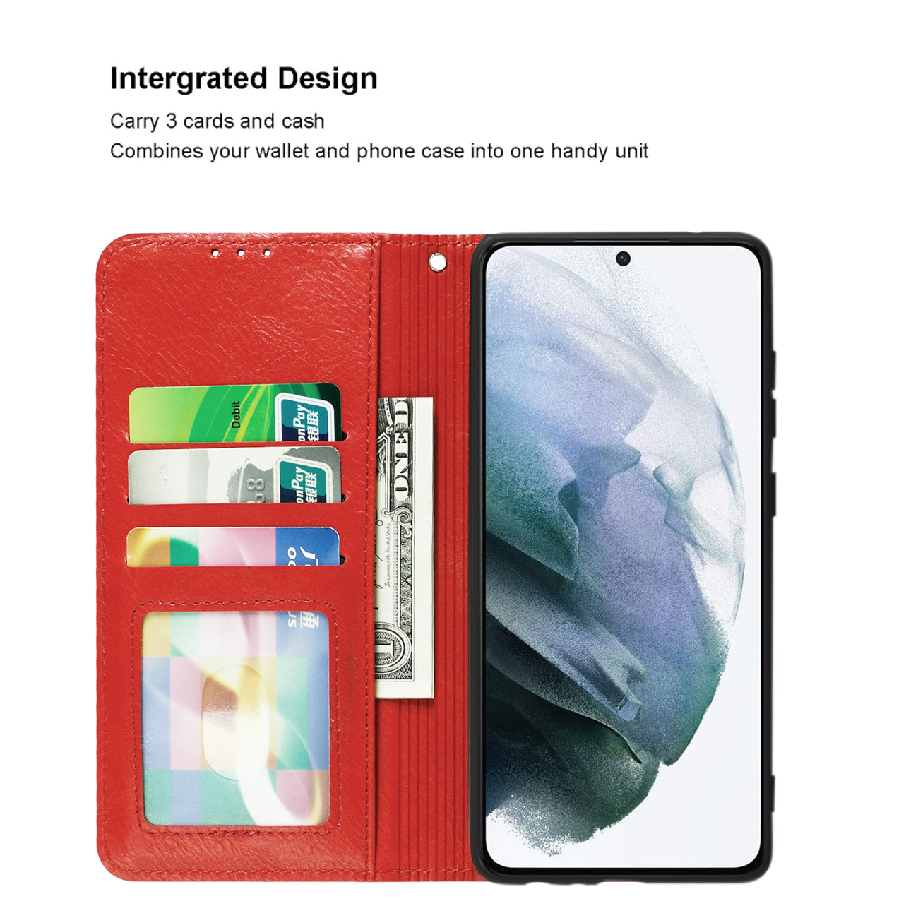Reiko Samsung Galaxy S21 FE 3-In-1 Wallet Case In Red (FC30-SAMS21FERD)