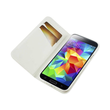 REIKO SAMSUNG GALAXY S5 FOLIO WALLET CASES-WHITE PINK (FC30-SAMS5WHPK)