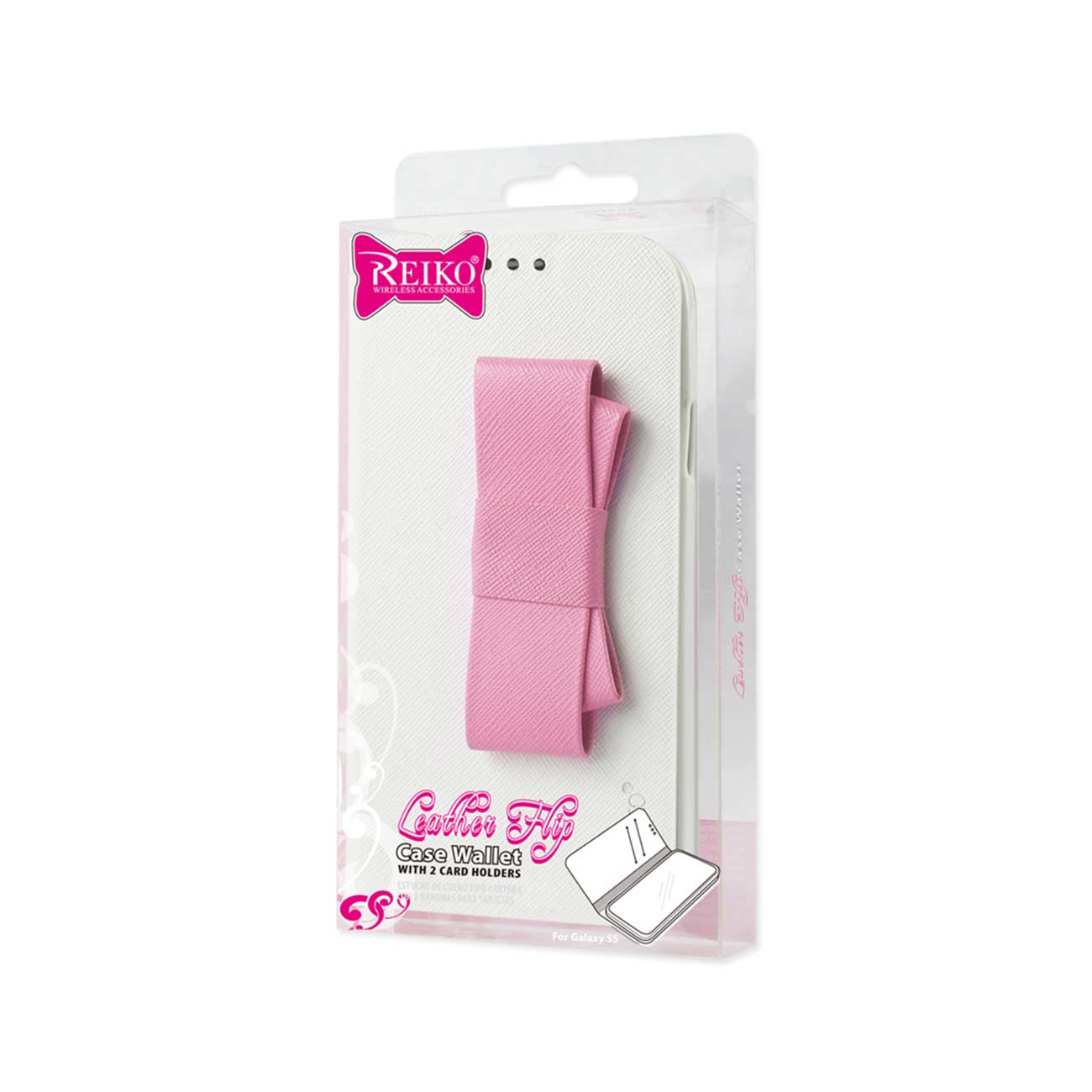 REIKO SAMSUNG GALAXY S5 FOLIO WALLET CASES-WHITE PINK (FC30-SAMS5WHPK)