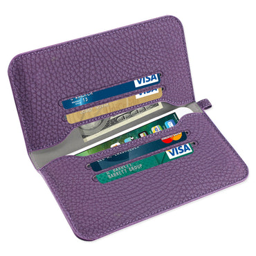 REIKO UNIVERSAL WALLET PHONE CASE IPHONE 6 PLUS/ 6S PLUS/ 7 PLUS/ SAMSUNG GALAXY S8 EDGE WITH SIDE POCKETS AND MAGNETIC FLAP IN PURPLE (6.37X3.21X0.43 INCHES SLIM) (FC33-643204PP)