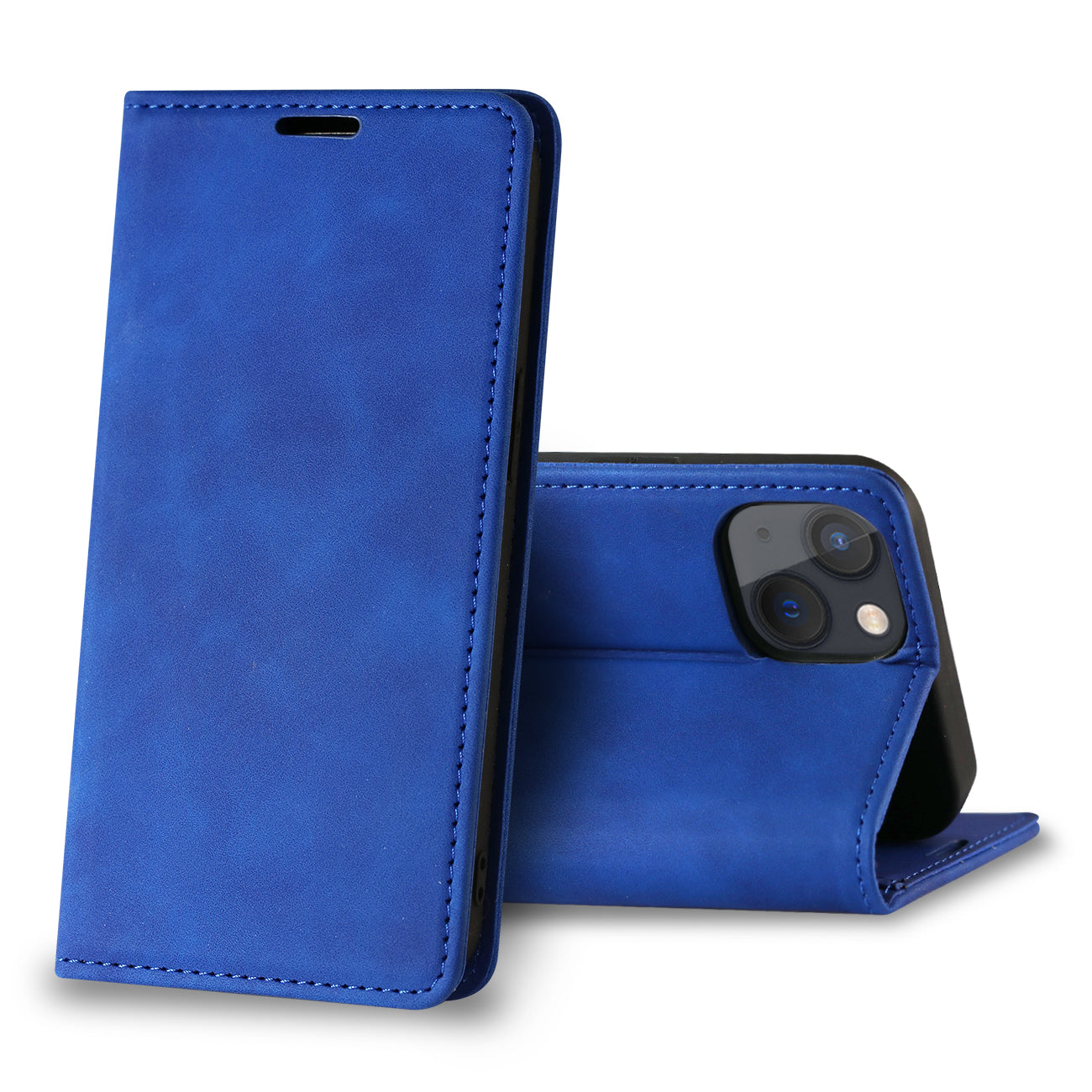 Magnetic wallet Leather phone case For Apple iPhone 13 Mini (Blue) (FC34-IPH13MINIBL)