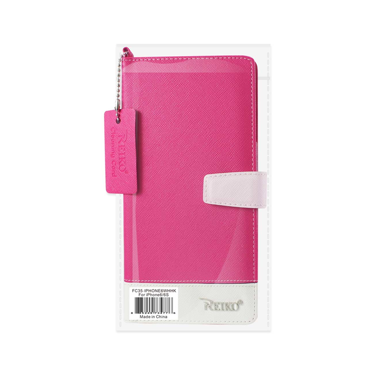 REIKO IPHONE 6/ 6S TWO TONE SUPER WALLET CASE WITH MULTIPLE CARD SLOTS IN WHITE HOT PINK (FC35-IPHONE6WHHK)