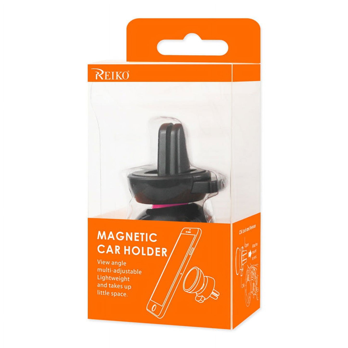 REIKO UNIVERSAL AIR VENT MAGNETIC CAR MOUNT PHONE HOLDER IN WHITE HOT PINK SKU:HLD10-WHHK