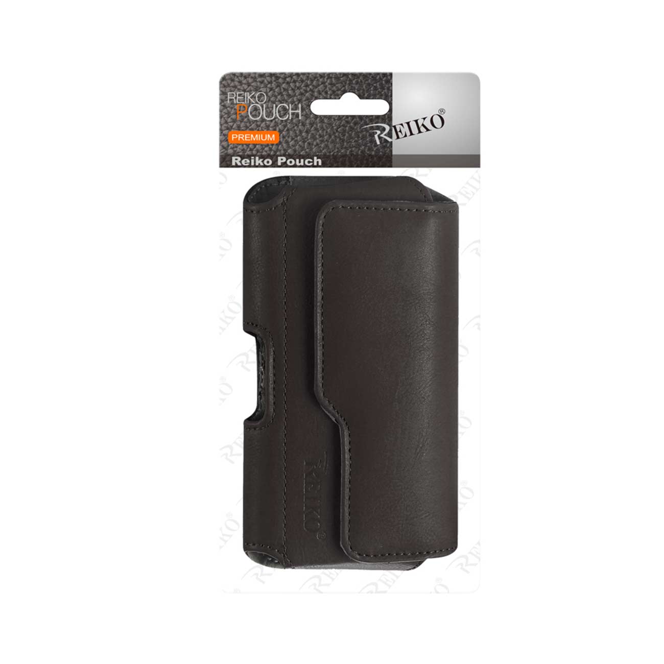 Reiko Horizontal Leather Pouch With Card Holder In Black (6.6X3.5X0.7 Inches)