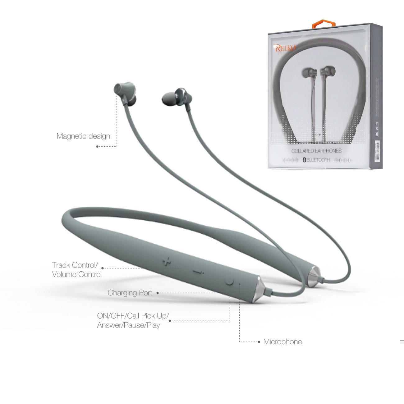 Reiko Universal Bluetooth Earphones Gray HSBT1570-UNIGY