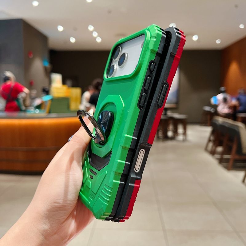 Kickstand Ring Holder TPU Shockproof Case for iPhone 17 in Black , SKU: PC65-IPH17BK