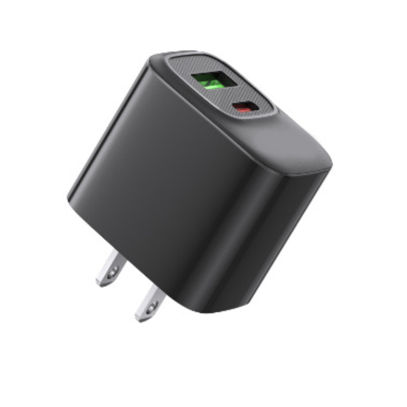 Fast charging18W 30W US power delivery Travel Charger with Type- C and USB A Ports In black SKU:WC-VD012BK