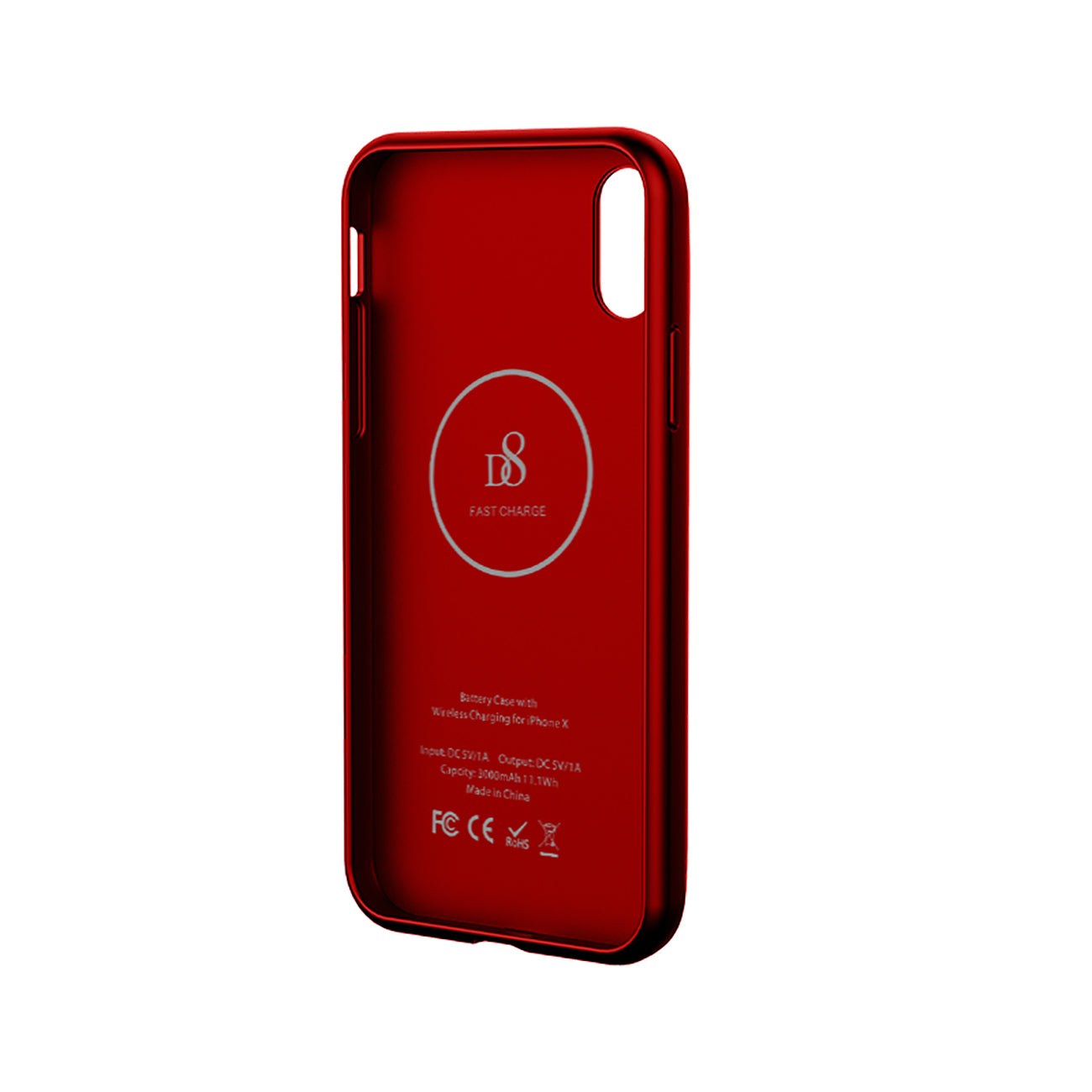 iPhone X Battery Case with Qi Wireless Charging, Support Lightning headphones, Real 3000mAh Rechargeable Extended Protective Battery Charging Case for iPhone X In Red