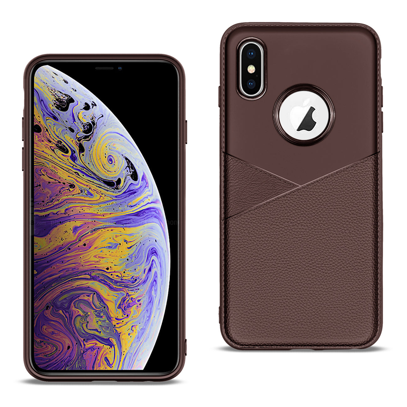 APPLE IPHONE XS MAX TPU Leather feel Case Leather Fit Flexible Slim Premium Case in Brown