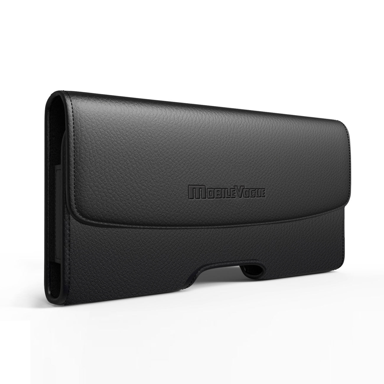 Horizontal Leather Pouch With Embossed Logo In Black (5.8X3.2X0.7 Inches)