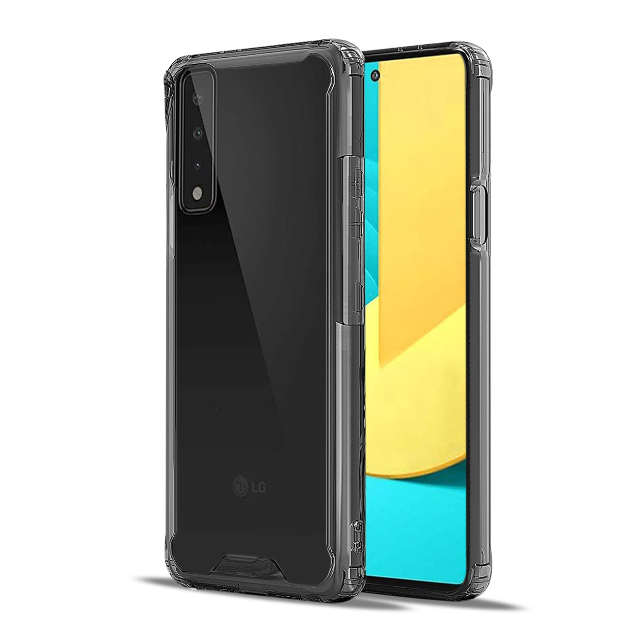 Reiko High Quality 2X Clean PC and TPU Bumper Case In Black For LG Stylo 7 4G