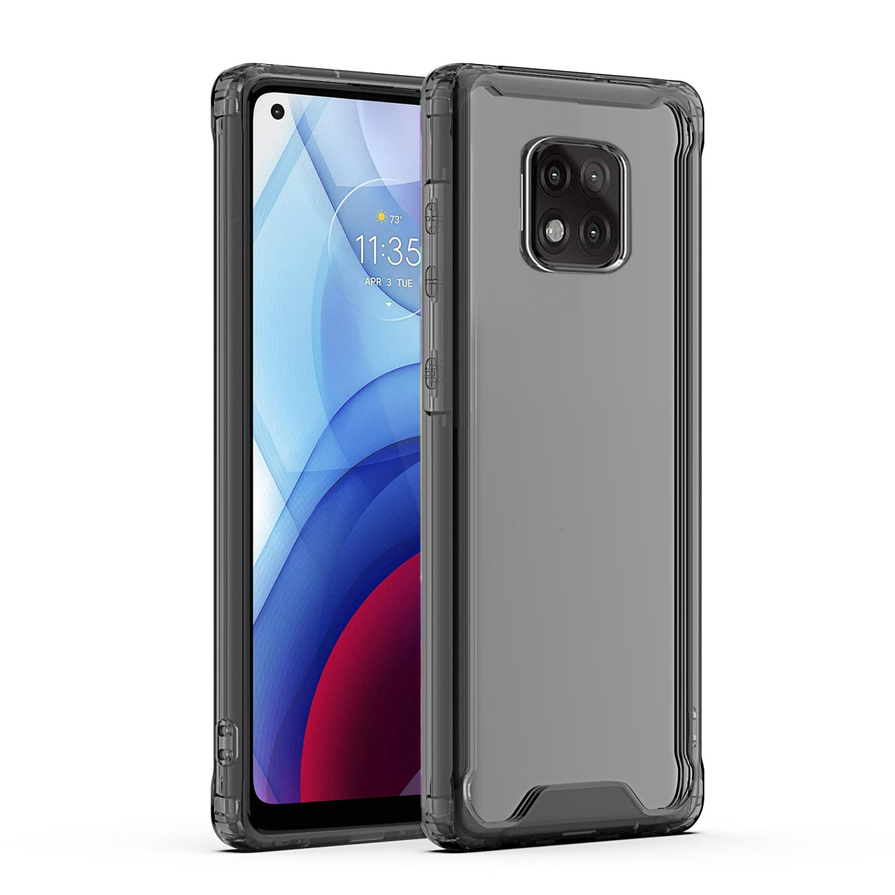 Reiko High Quality 2X Clean PC and TPU Bumper Case In Black For Moto G Power 2021