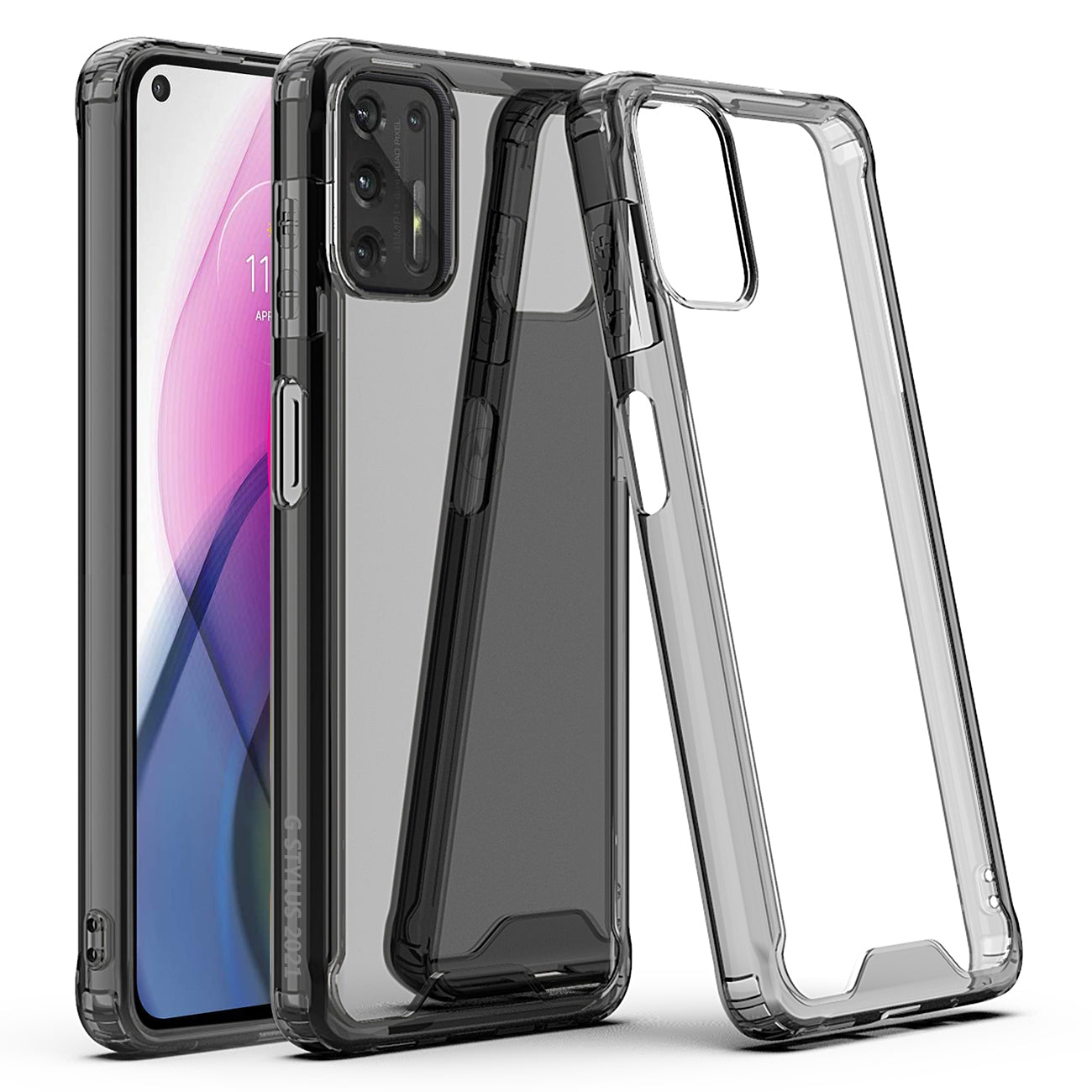 Reiko High Quality 2X Clean PC and TPU Bumper Case In Black For Moto G Stylus 2021