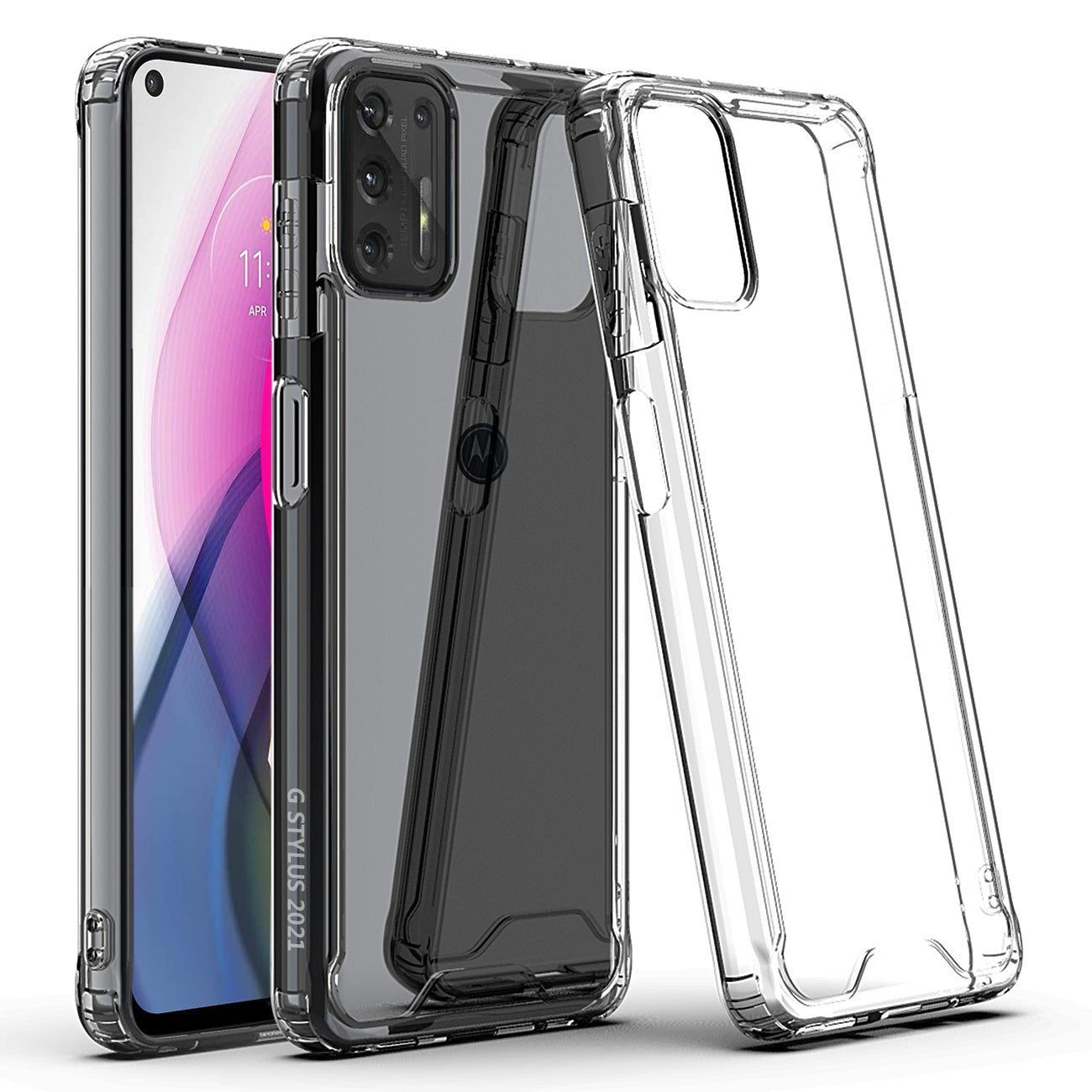 Reiko High Quality 2X Clean PC and TPU Bumper Case In Clear For Moto G Stylus 2021