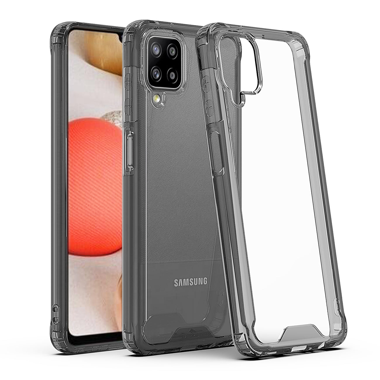 Reiko High Quality 2X Clean PC and TPU Bumper Case In Black For Samsung Galaxy A42 5G