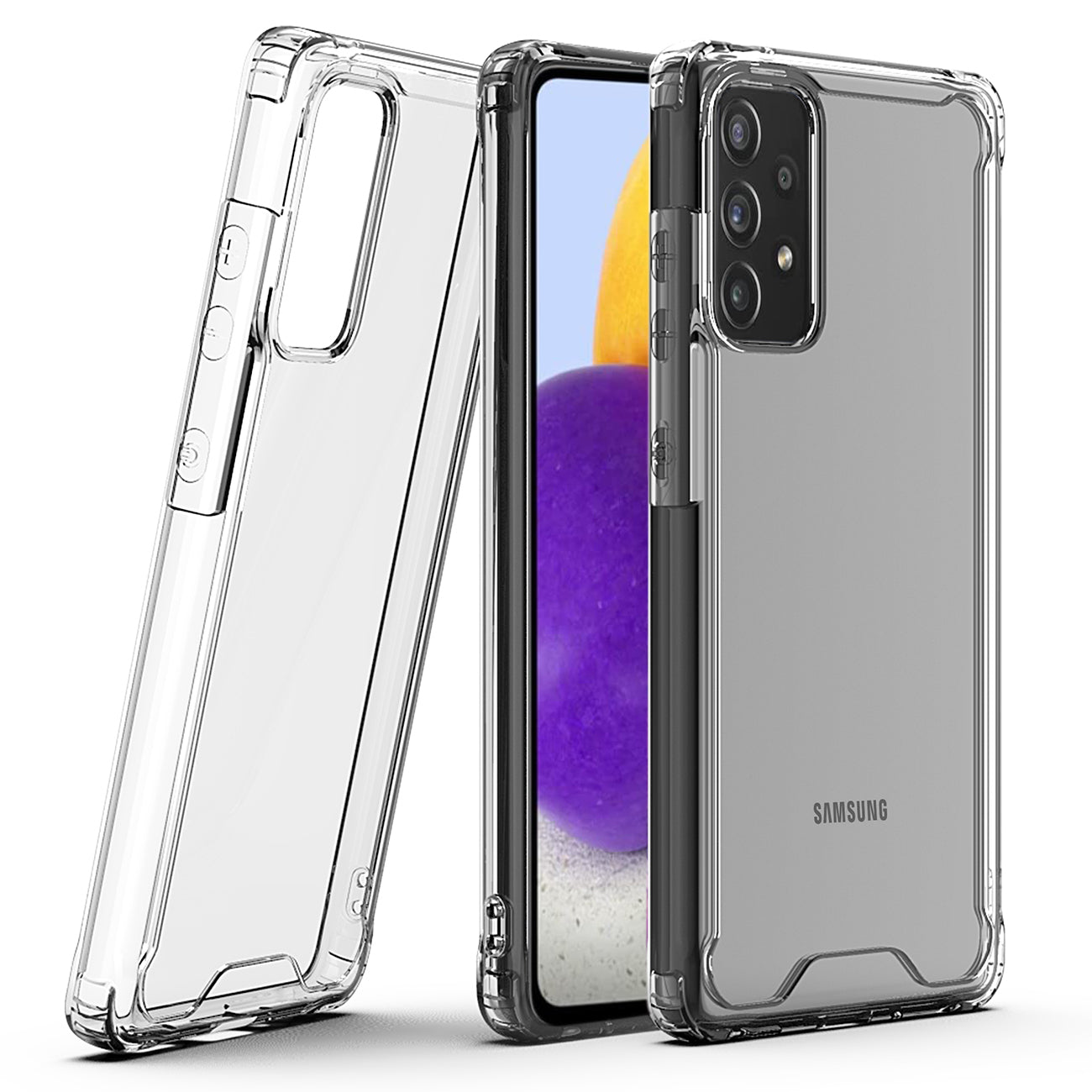 Reiko High Quality 2X Clean PC and TPU Bumper Case In Clear For Samsung Galaxy A72 5G