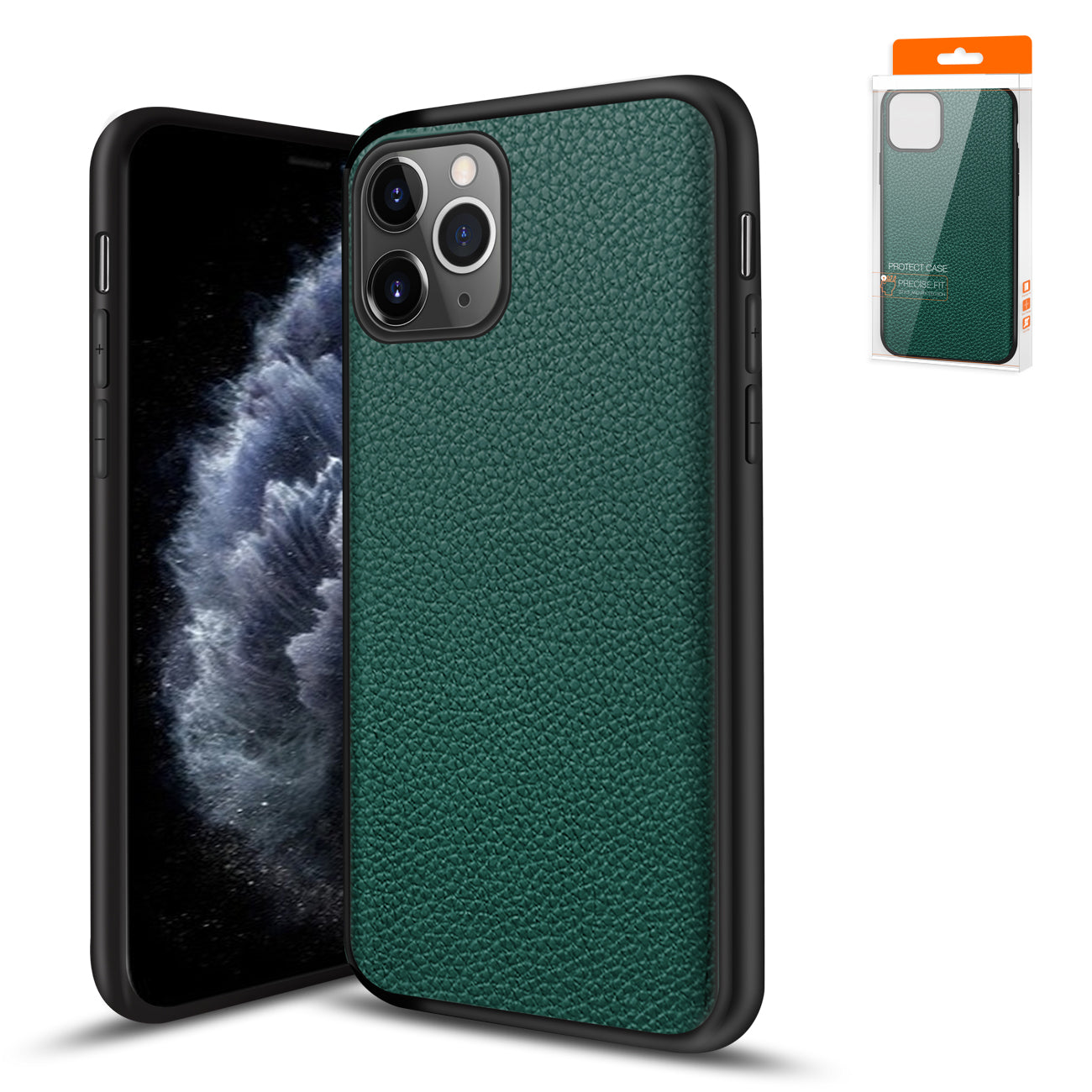 Reiko Premium PU Leather Outside and Flexible TPU Silicone Hybrid Slim Case for IPhone 11 PRO MAX