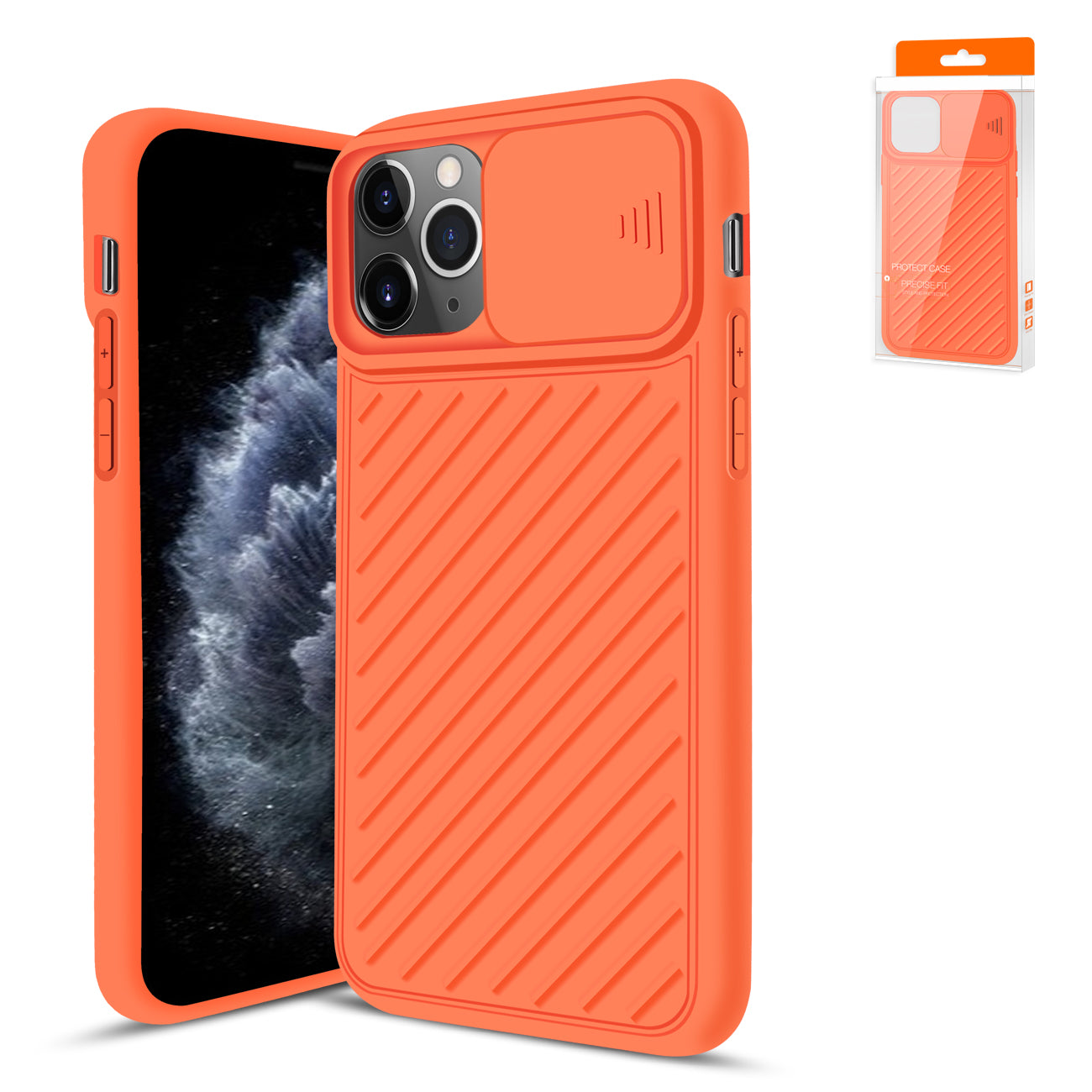 Reiko Camshield Series Case With Slide Camera CoverTpu Case For APPLE IPHONE 11 PRO MAX In Orange