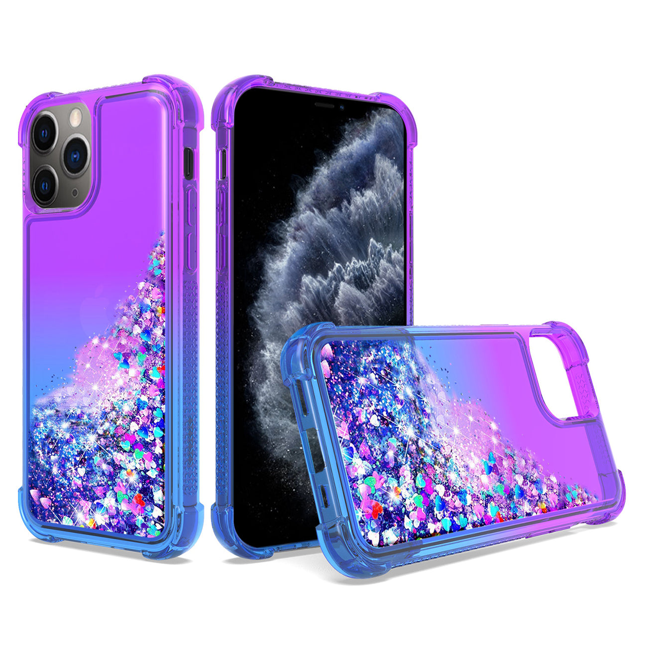Shiny Flowing Glitter Liquid Bumper Case For APPLE IPHONE 11 PRO MAX In Purple