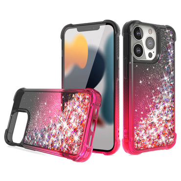 Shiny Flowing Glitter Liquid Bumper Case For APPLE IPHONE 13 PRO MAX In Black