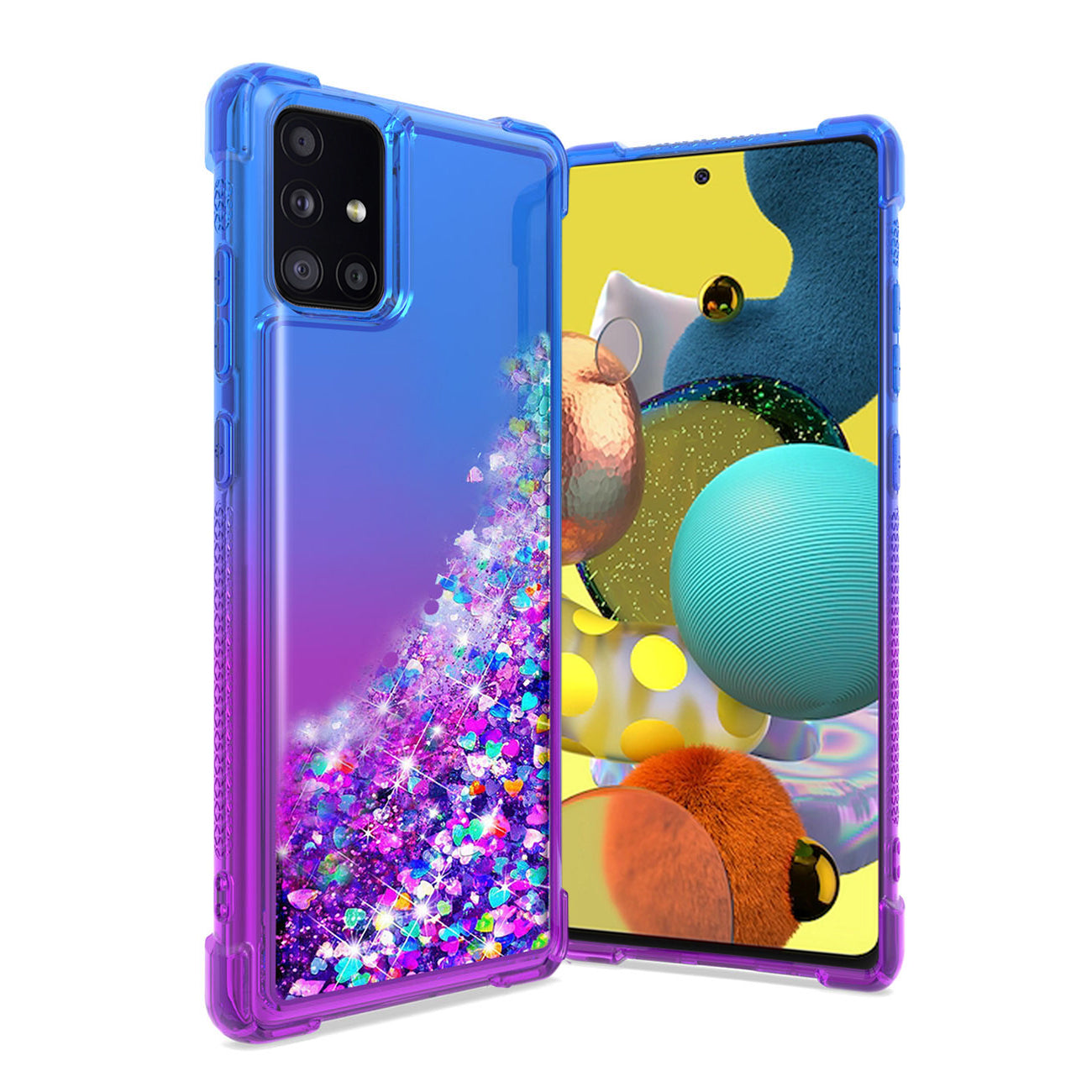 Shiny Flowing Glitter Liquid Bumper Case For SAMSUNG GALAXY A51 5G In Blue