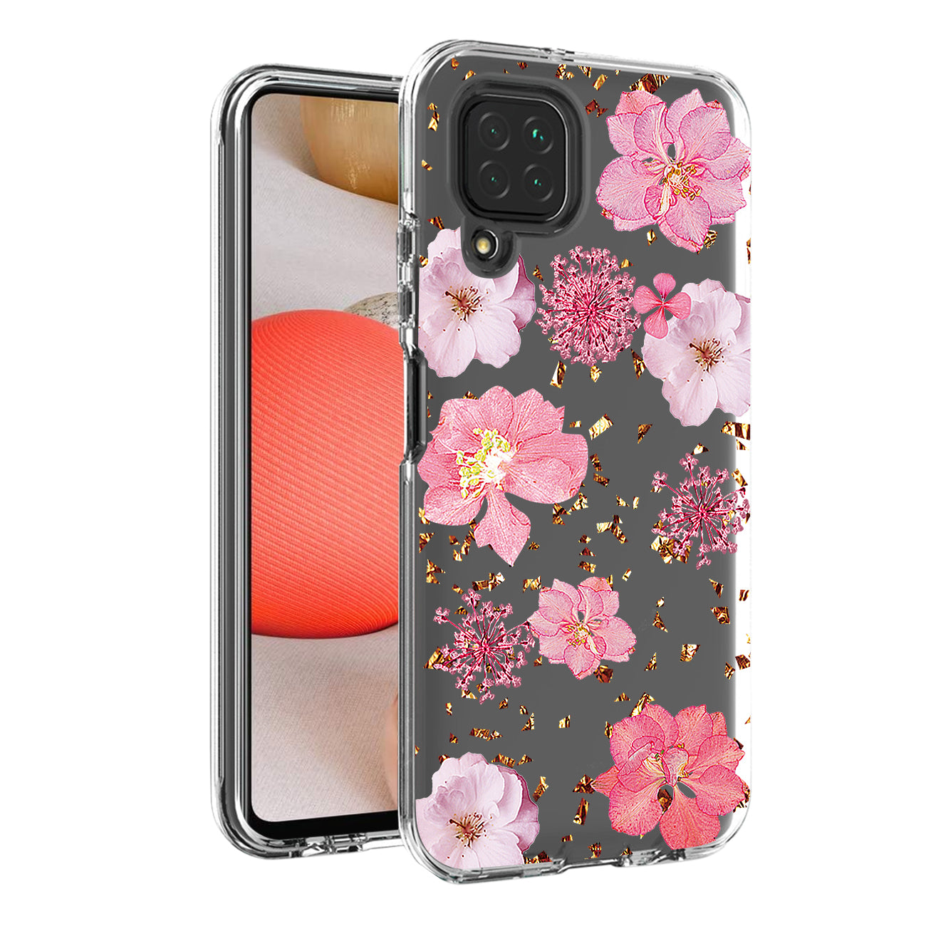 Pressed dried flower Design Phone case for Samsung Galaxy A42 5G In Pink