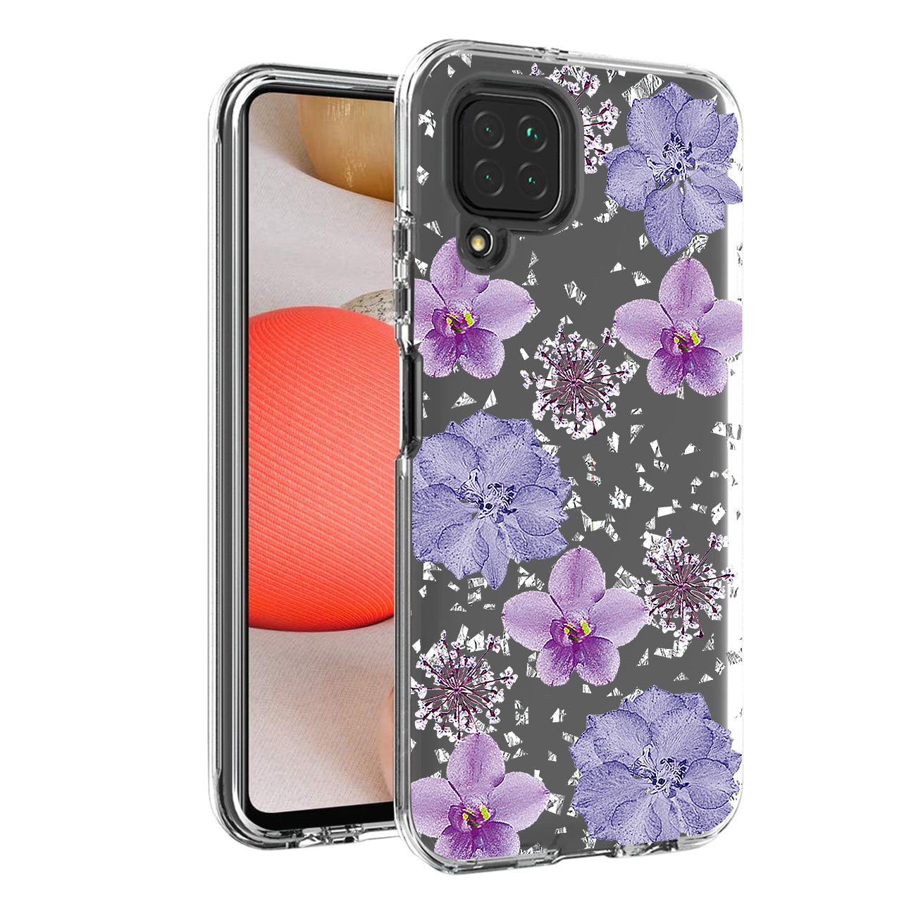 Pressed dried flower Design Phone case for Samsung Galaxy A42 5G In Purple