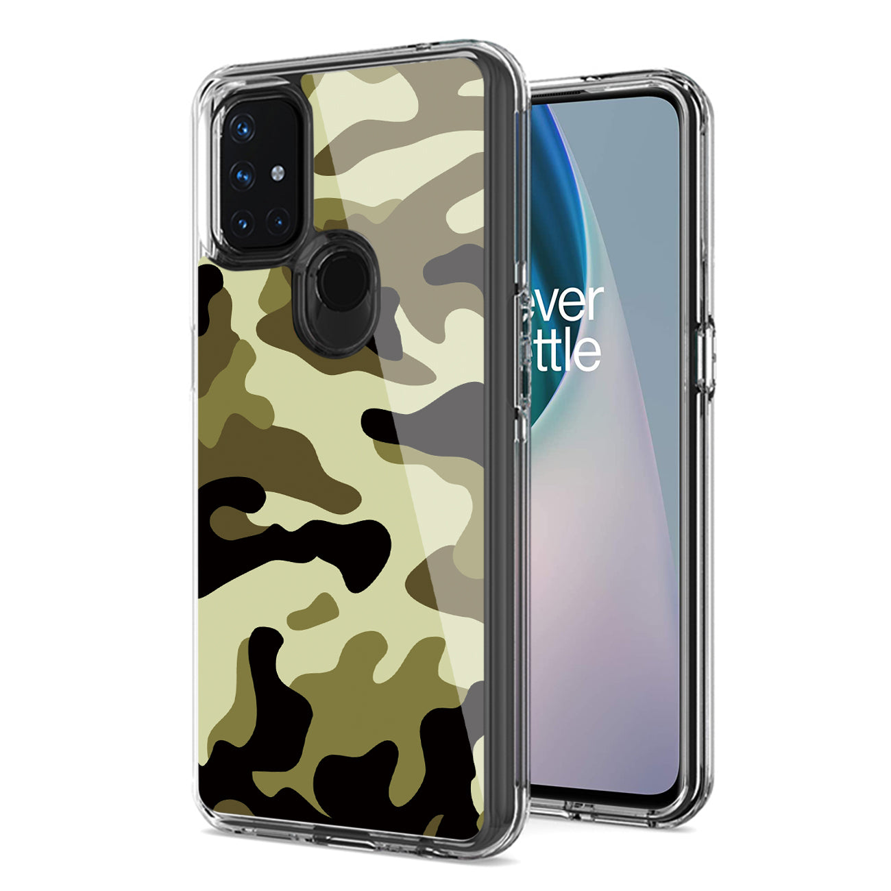 Camouflage Dual Layer Hybrid Hard Plastic and Soft TPU Rubber Case Cover for ONEPLUS NORD N10 5G In Green
