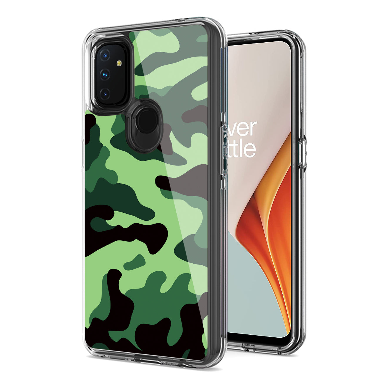 Camouflage Dual Layer Hybrid Hard Plastic and Soft TPU Rubber Case Cover for ONEPLUS NORD N100 In Mint Green