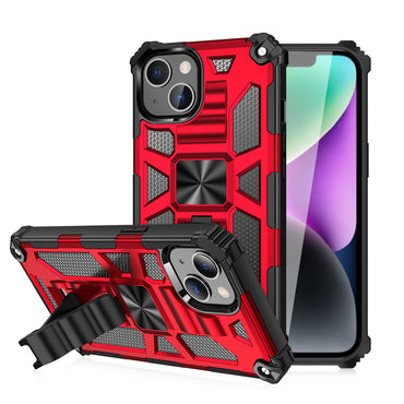Built-in Kickstand TPU Case with Magnetic Mount for APPLE IPHONE 14 in Red