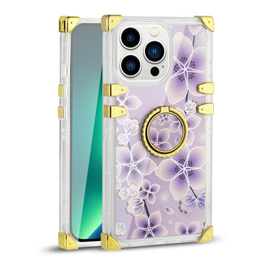 Reiko IPHONE 13 Pro Floral Print Case with Ring Holder In Purple