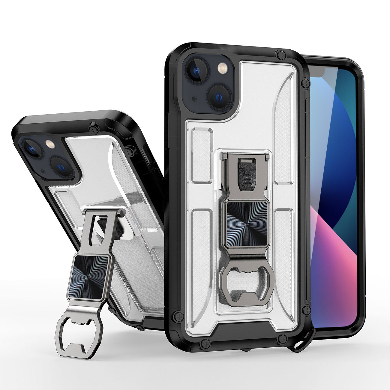 Kickstand Ring Holder/Bottle Opener with Magnetic Car Mount for APPLE IPHONE 13