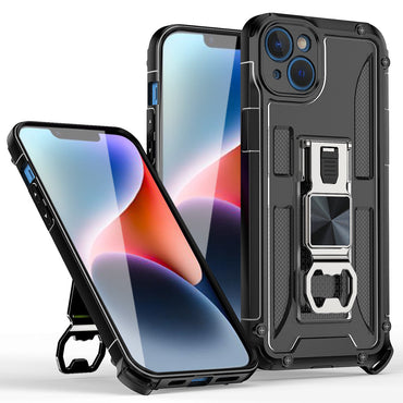 Kickstand Ring Holder/Bottle Opener with Magnetic Car Mount for IPHONE 14 PLUS In Black