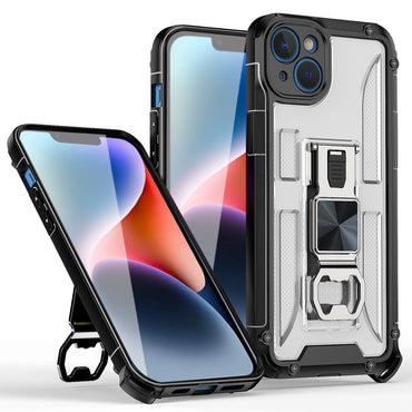 Kickstand Ring Holder/Bottle Opener with Magnetic Car Mount for IPHONE 14 PLUS In Clear