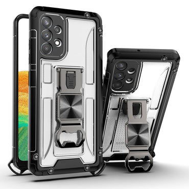 Kickstand Ring Holder/Bottle Opener with Magnetic Car Mount for Samsung Galaxy A33 5G In Clear