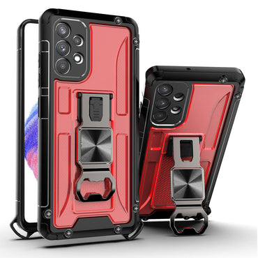 Kickstand Ring Holder/Bottle Opener with Magnetic Car Mount for Samsung Galaxy A53 5G In Red