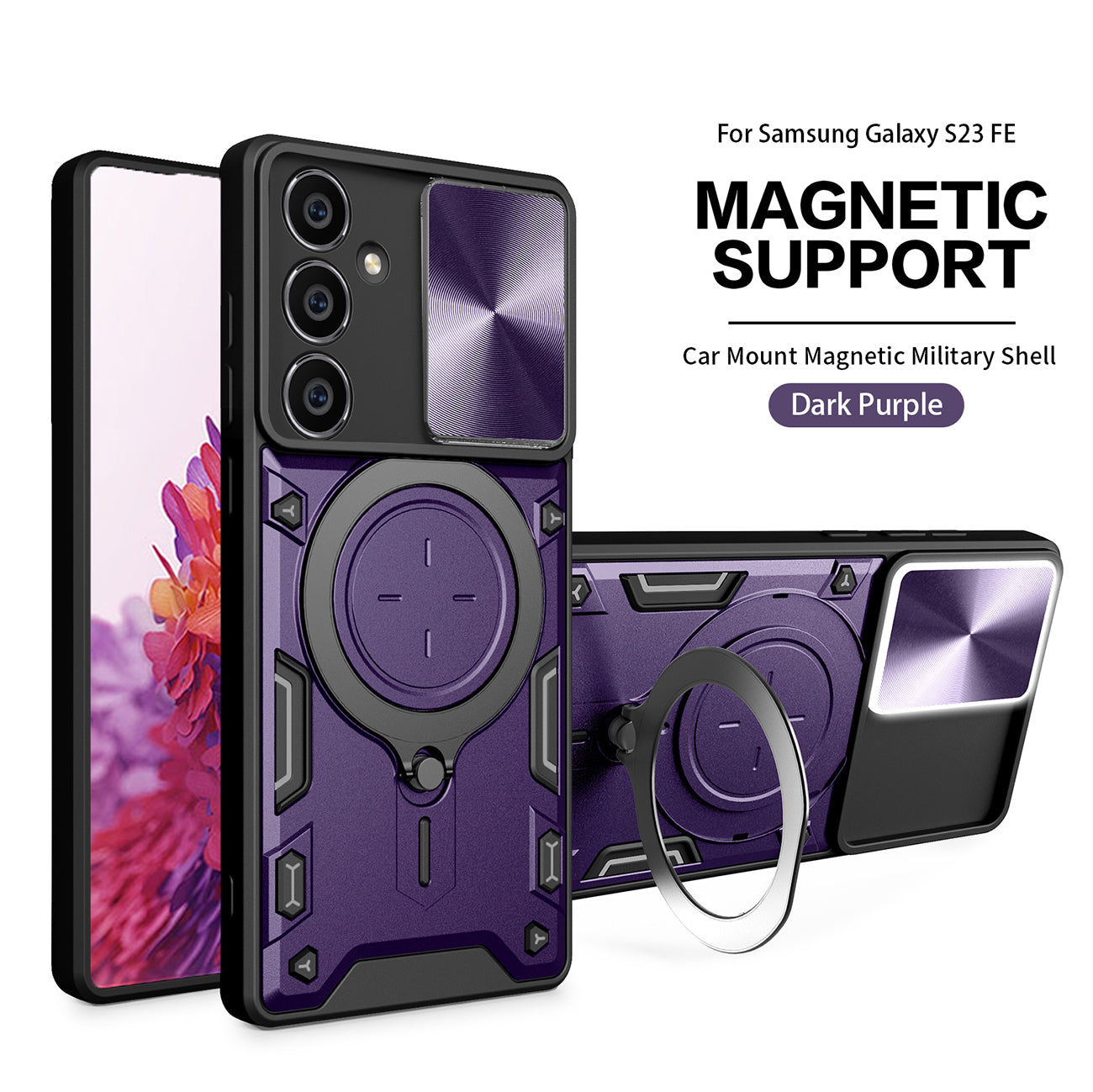 TPU PC Shockproof Magnetic Phone Case for Samsung Galaxy S23 FE in Pur – Reiko TPU PC Shockproof Magnetic Phone Case for Samsung Galaxy S23 FE in Pur – Reiko