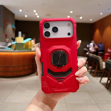 Kickstand Ring Holder TPU Shockproof Case for iPhone 17 MAX in Red , SKU: PC65-IPH17MAXRD