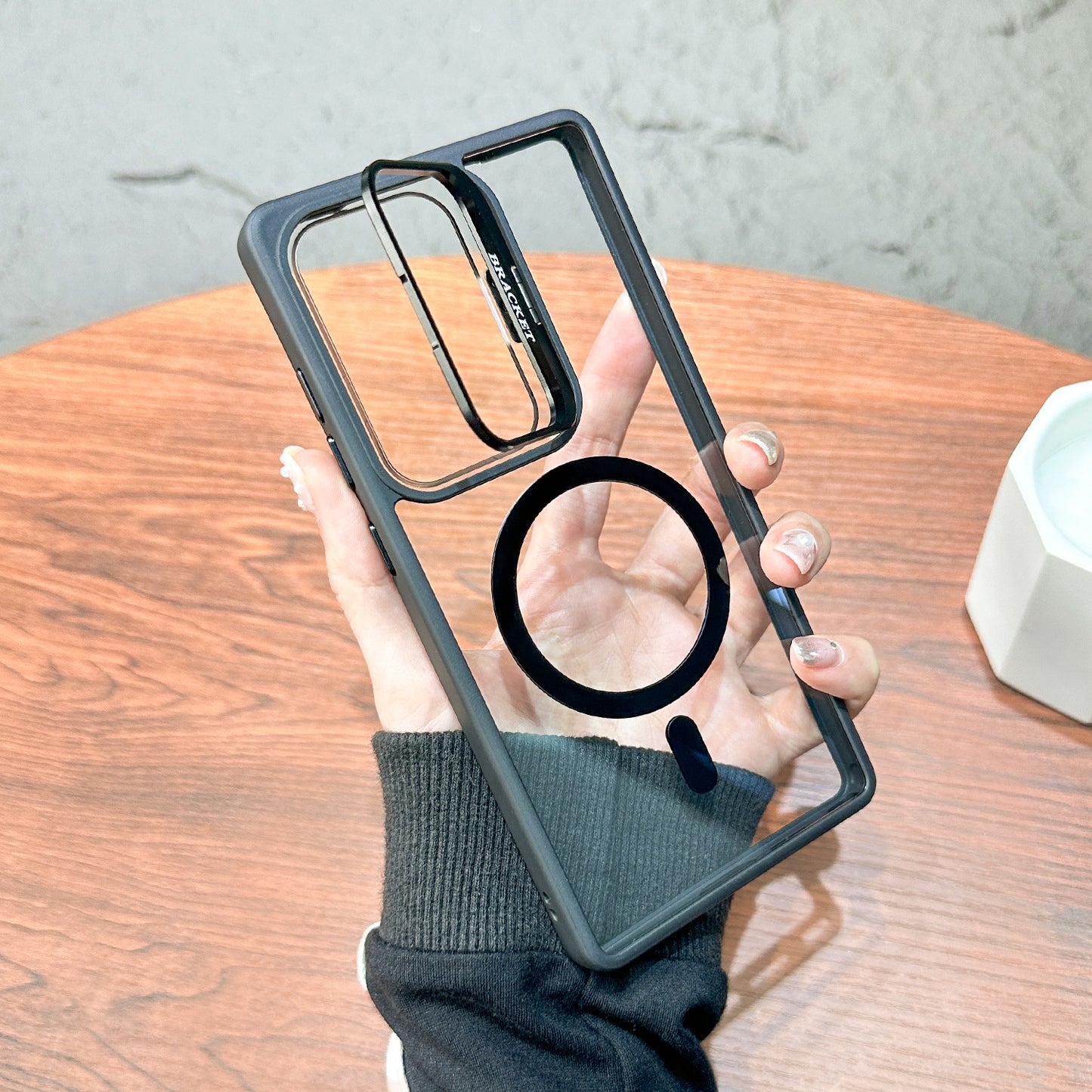 Magnetic Phone Case with Built-in Invisible Kickstand Compatible with Samsung Galaxy S25 (PC70-SAMS25BL)