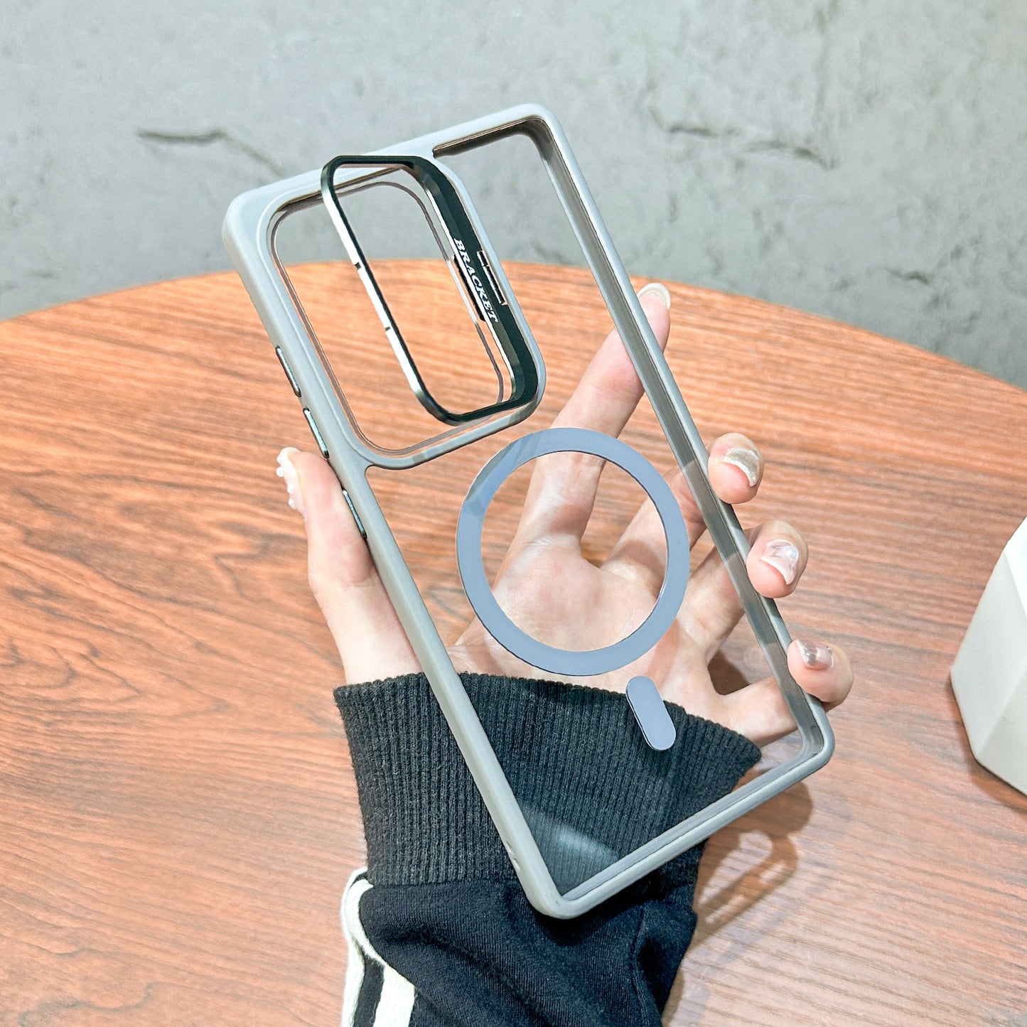 Magnetic Phone Case? with Built-in Invisible Kickstand Compatible with Samsung Galaxy S25 PLUS(PC70-SAMS25PGY)