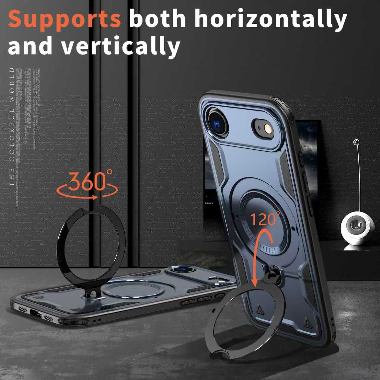 Reiko 360¡ã Rotating Magnetic Versatile Stand Navy Blue Compatible with iPhone 17 AIR , SKU: PC73-IPH17AIRNV