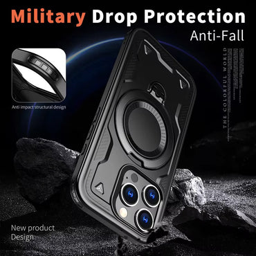 Reiko 360-degree Rotating Magnetic Versatile Stand Black Compatible with iPhone 17. SKU:PC73-IPH17BK