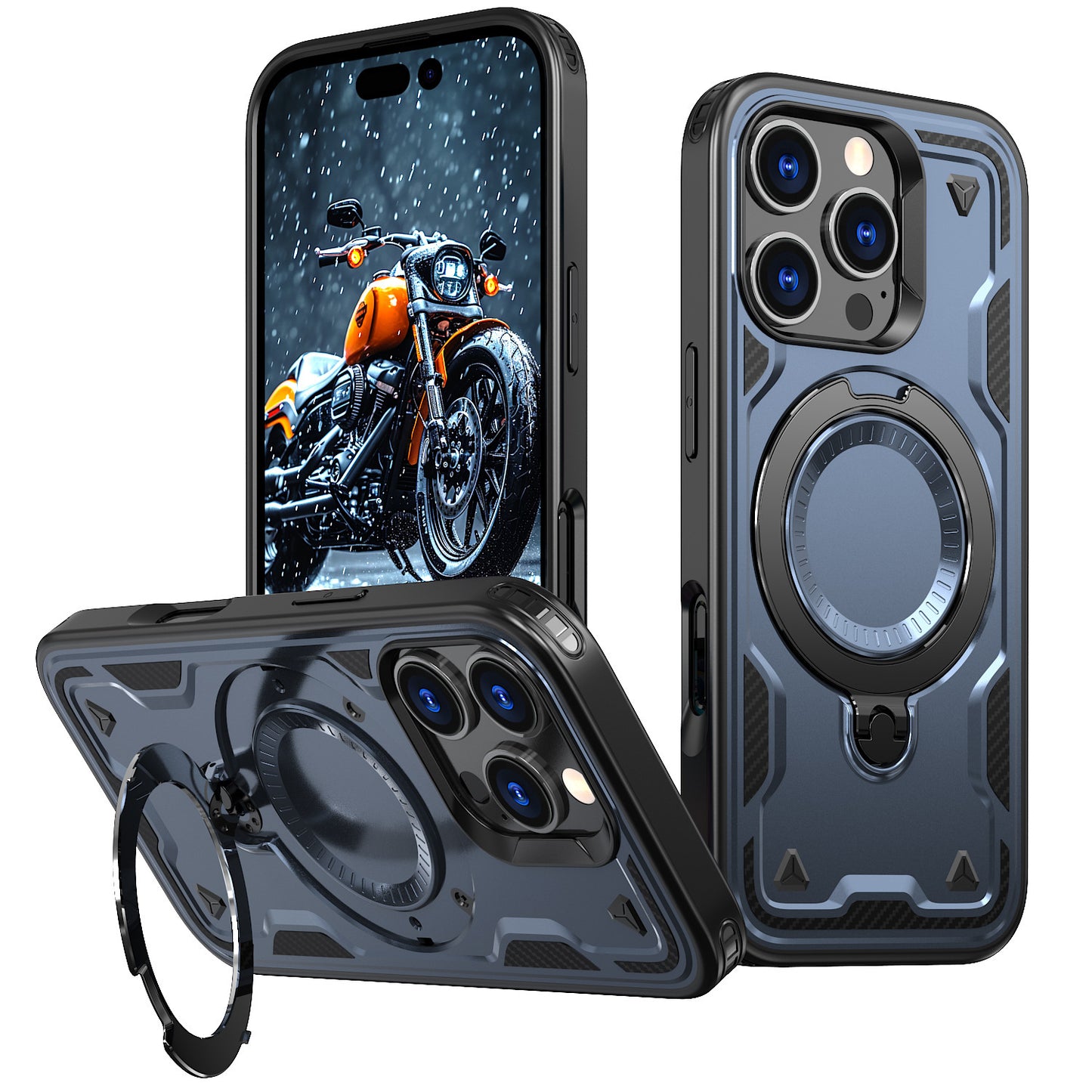Reiko 360¡ã Rotating Magnetic Versatile Stand Navy Blue Compatible with iPhone 17 SKU:PC73-IPH17NV