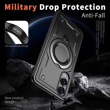 Reiko 360¡ã Rotating Magnetic Versatile Stand Black Compatible with Samsung Galaxy S25 EDGE