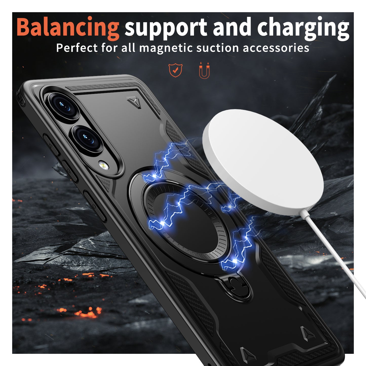 Reiko 360¡ã Rotating Magnetic Versatile Stand Purple Compatible with iPhone Samsung Galaxy S25 EDGE